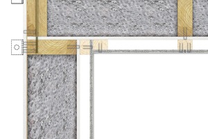  Außenwände Inneneck:  Außenwände verschraubt, verankert und luftdicht angeschlossen. In vom Planer vorgegebenen Teilbereichen eine Installationsebene extra montieren. 	Fassadenaufbau: 	hinterlüftete Fassade mit Putzträger Powerpanel H2O und armierter Putz 