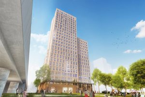  So soll das Holzhochhaus in Wien aussehen, im kommenden Jahr soll es fertig gestellt werden
Visualisierung: Rüdiger Lainer + Partner Architekten/A3ZO 