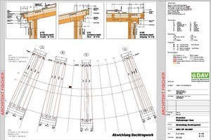  Abwicklung Dachtragwerk, Vertikalschnitte Traufe, First, Ortgang
Quelle: Architekt Peter Fischer
<br />
<br />
<br /> 