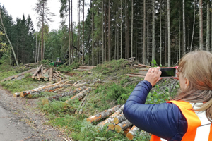  Im Finnischen Wald, die Attraktion ist der Vollernter  Foto: Rüdiger Sinn 