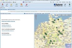  Screenshot Xplorer: Beim Abgleich mit den Eingabewerten zeigt der Xplorer die möglichen Baustellen über Deutschland verteilt 