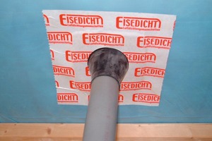  Die Luftdichtungsmanschetten von Eisedicht bestehen aus einem selbstklebenden Klebekragen und einer Tülle für Rohre von 8 mm bis 160 mm Durchmesser
 