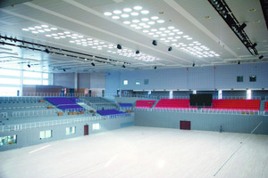  148 Solatube-Röhren beim Einsatz in einer Wettkampfhalle der Olympischen Spiele in Peking: Tageslicht ist in Sportstätten auch aus physiologischer Sicht sinnvollFotos: Interferenz Daylight GmbH 