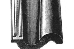  Altdeutscher Ziegel Z 6, kombinierter Mönch-Nonnen-ZiegelQuelle: Katalog 1914 von Carl Ludowici Falzziegelwerke, gelistet im Archiv historische Dachziegel, www.dachziegelarchiv.de 