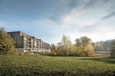 Haus am See, mit Blick auf eine herrliche Landschaft. Das Gebäude wurde nach dem Schweizer Nachhaltigkeitsstandard SNBS gebaut Foto: Till Forrer