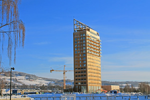  Mit seiner Fertigstellung ist Mjøstårnet das derzeit höchste Gebäude der Welt aus Holz Foto: Moelven 