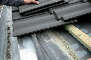  Bei flachen Dachneigungen kann eine falsch dimensionierte (gegenläufig geneigte) Traufbohle einen “Wassersack” bilden 