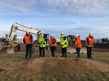 Spatenstich für Bauder PVC Dachbahnen Werk in Schwepnitz Januar 2021