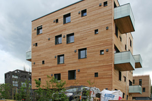  Das fünfstöckige Holzhaus „Woodcube“ wurde anlässlich der IBA 2013 in Hamburg aus „Holz100“-Elementen gebaut 