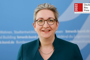  Die Schirmherrin des Deutschen Baupreises ist Bundesbauministerin Klara Geywitz. Sie meldete sich in einer Videobotschaft zur Preisverleihung des Baupreises 