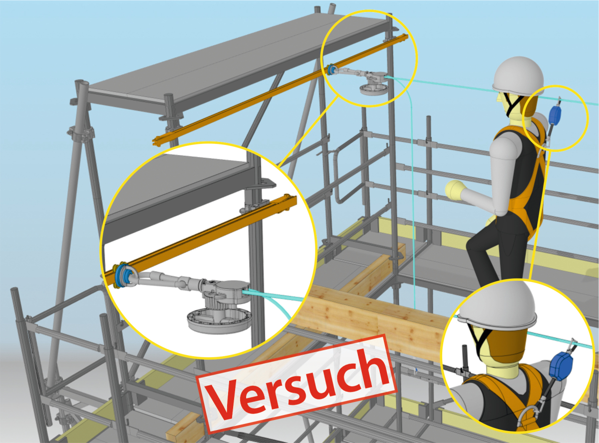 Lifeline System mit Schienen Absturzsicherheit 