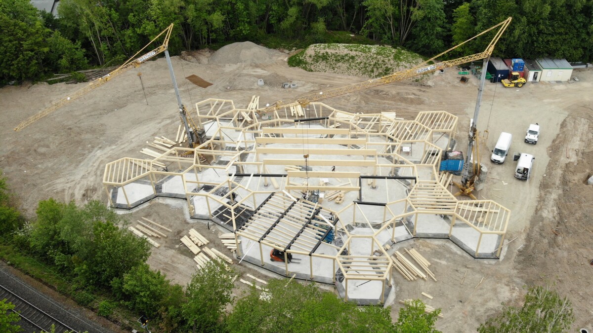 Peter Glaesel Schule Tragwerk Holzstuetzen