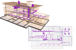  Das Modell der Holzbaukonstruktion und der Lüftungsanlage sind in der Software miteinander verlinkt  
