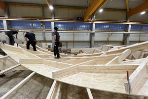  Nach Recherche der Anforderungen an landwirtschaftliche Gebäude entwickelte das Projektteam ein digitales Gesamtmodell für ein adaptierbares und ressourceneffizientes Holz-Dachtragwerk 