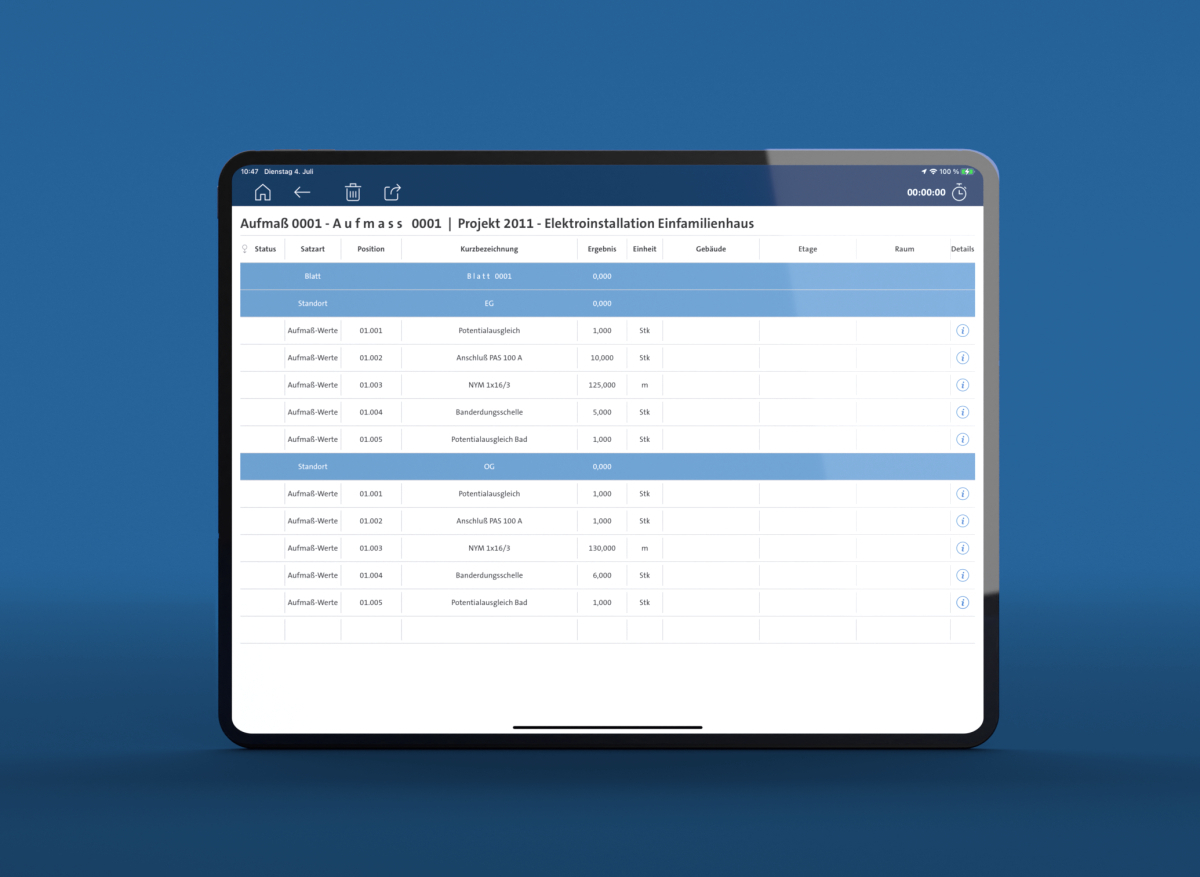 Aufmaß+ APP von Streit Datentechnik - Screenshot