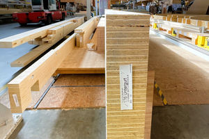  Das Furnierschichtholz von Metsä Wood wird aus 3 mm starken Nadelholzfurnieren hergestellt, die im Produktionsprozess miteinander verleimt werden 