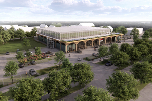  Über der Markthalle des Neubaus entsteht mit 2800 m2 Berlins größte Dachfarm. In Zukunft werden hier jährlich bis zu 900 000 Salatmischungen angebaut  