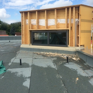 Holzkonstruktion Flachdach Bitumenabdichtung