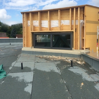 Holzkonstruktion Flachdach Bitumenabdichtung