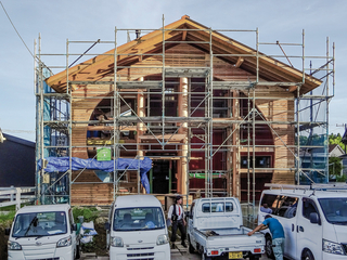 Baustelle Massivholzneubau in Ichinomya, Japan