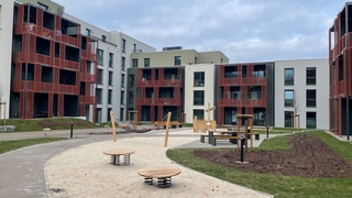 Fertiggestellte Wohnhäuser im Neubaugebiet Grünheide in Bielefeld-Mitte