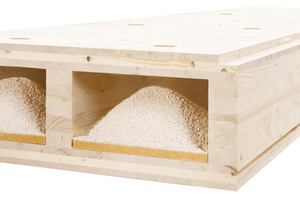  Mit dem Deckensystem von Best Wood Schneider sind große Spannweiten und stützenfreie Räume möglich. Ein in die Gefache integrierter Schallschutz sorgt für eine hohe Trittschalldämmung 