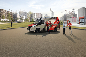  Mit der mobilen Werkstatt bringt der Hersteller seine Befestigungstechnik direkt zum Fachhandel oder auf die Baustelle. Besucherinnen und Besucher können dabei Fischer-Befestigungslösungen ausprobieren und sich mit Experten der Firma Fischer austauschen 