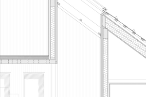 Die Architektenzeichnung zeigt den Querschnitt des Lichtschachtes für die Velux-Dachfenster im 1. Obergeschoss 