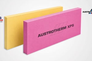  XPS-Dämmstoffplatten von Ursa (hinten) und Austrotherm (vorne) 