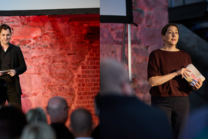  Durch die Preisverleihung führte erneut das Moderationsduo aus&nbsp;Yannick de Beauregard, Marketing Manager von Kalzip&nbsp;und Janine Kohnen, Architektin und Podcasterin&nbsp; 