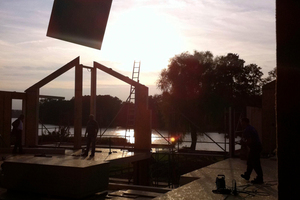  Hier lässt sich gut arbeiten: das letzte Wandelement des Tages bei Sonnenuntergang 