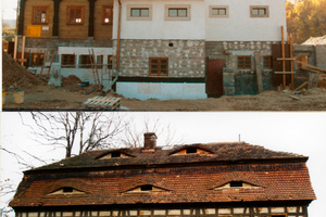  Der Wiederaufbau erfolgte auf einem massiv gebauten Erd- und Kellergeschoss als Gebäudesockel  