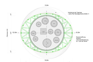  Horizontalschnitt durch den elliptischen mit Spitzwinkeln beschieferten Schornstein Quelle: ahp-Architekten 