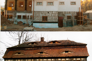  Oben: Der Wiederaufbau erfolgte auf einem massiv gebauten Erd- und Kellergeschoss als Gebäudesockel Fotos: Remmers 