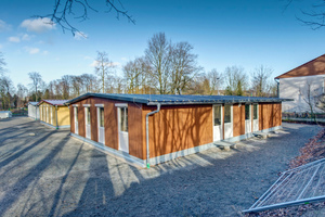  In Ibbenbüren wurden einstöckige Gebäude in Fertigbauweise für die Unterbringung von Flüchtlingen gebaut Foto: FH Finnholz 