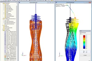  Visualisiertes 3D-Modell in RSTAB und in DYNAM berechnete Eigenform⇥Screenshot: Dlubal 