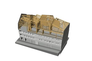  Die Visualisierungen zeigen die komplexe Dachgeometrie des Wohn- und Geschäftshauses in Bensberg Quelle: Manfred Stommel-Prinz, 