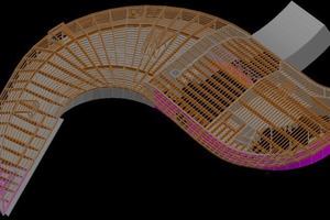  3D-Zeichnung des komplexen Dachtragwerks Quelle: Rubner  